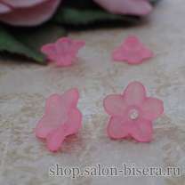 Бусина-цветок 10 мм розовая матовая (цв-14)