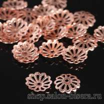 Шапочки для бусин розовое золото 1,3x8,5 мм, 100 шт