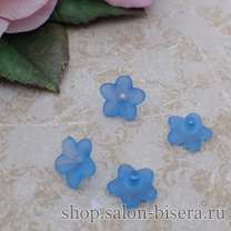 Бусина-цветок 10 мм синяя матовая (цв-10)