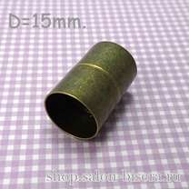 Магнитная застежка для жгута бронзовая, 15 мм