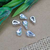 Стразы-капли 6x10 мм LUX Crystal в оправе серебро (str-кап6x10-1008)