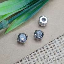 Кристалл шатон Black Diamond в оправе серебро, 6 мм (str-6-19)