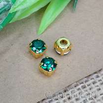 Кристалл шатон Emerald в оправе золото, 6 мм (str-6-22)