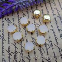 Шатоны Preciosa матовые 8 mm (ss39) White Opal/золото